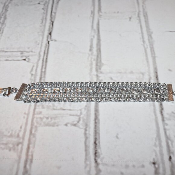 Beautiful vintage mulit-chain Germany Luxor Bracelet 7.5" Silver - Picture 5 of 5
